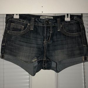 Dark/medium wash cuffed jean shorts